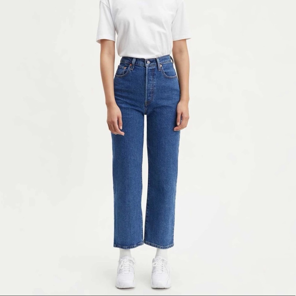 LEVI’S Ribcage Ankle Straight Jeans, Size 23, Georgie Blue